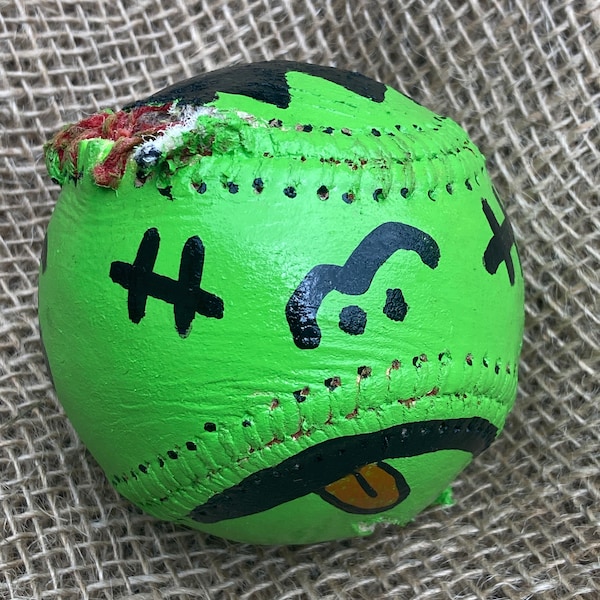 Dead Ball Baseball #2 by Eugene Halloween Ghoul Zombie Ball Real Hand Painted