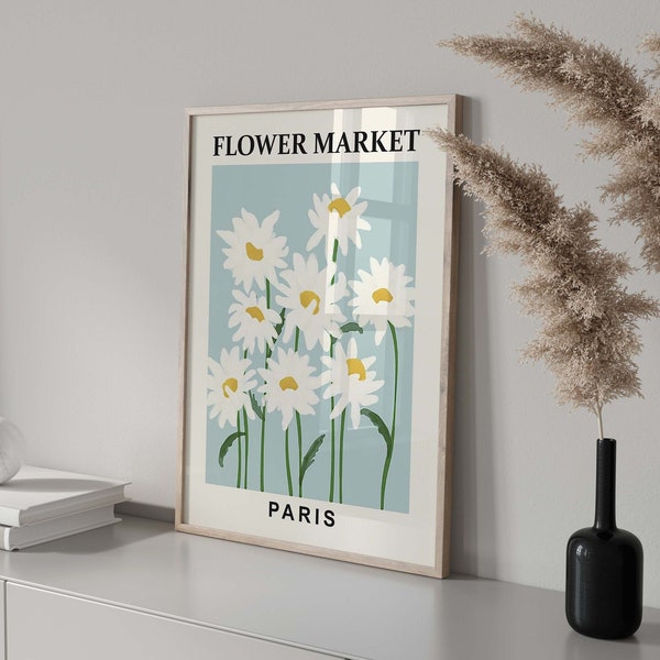 Flower Market Print, Flower Market Paris, Flower Poster, Flower Market Poster, Printable Wall Art, Botanical Print, Digital Download