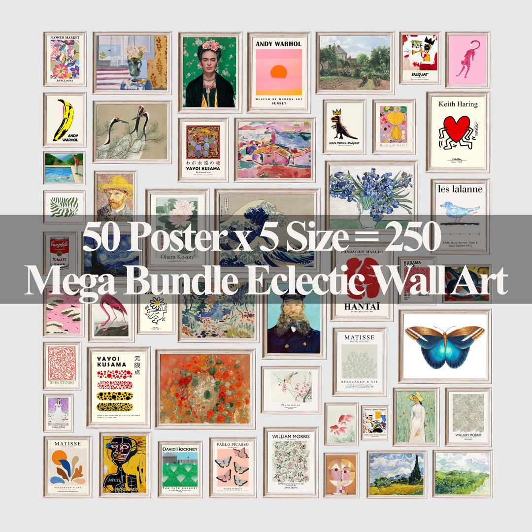 Eclectic Prints Mega Bundle 50, Eclectic Wall Art, Gallery Wall Set