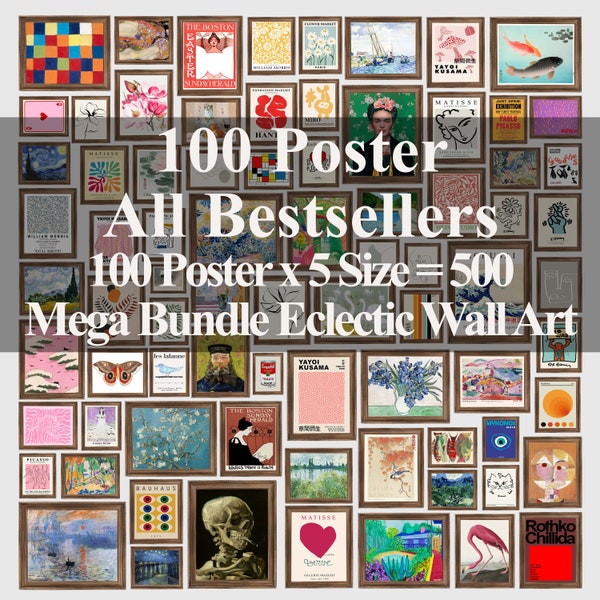 Eclectische prints Mega Bundle 100, eclectische muurkunst, galerijmuurset, eclectisch huisdecor, maximalistische muurkunst, eclectische galerijmuurafdrukken