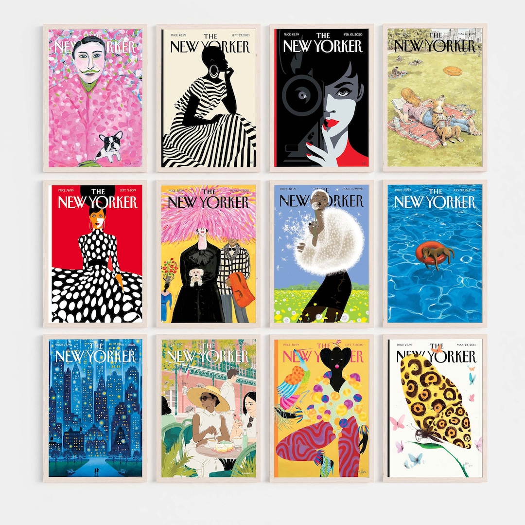 New Yorker Magazine Cover Poster Set of 12, the New Yorker Print Set ...
