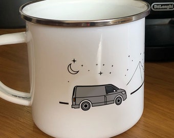Transporter Van Mug - Fully Personalised Transporter Cup that will not smash. Vanlife mug - Work Van Enamel Mug