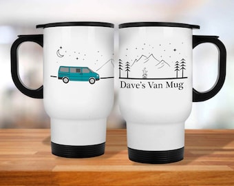 T4 Campervan Thermal Travel Mug - Insulated Camping Cup for Vanlife Adventures. CampervanDecor