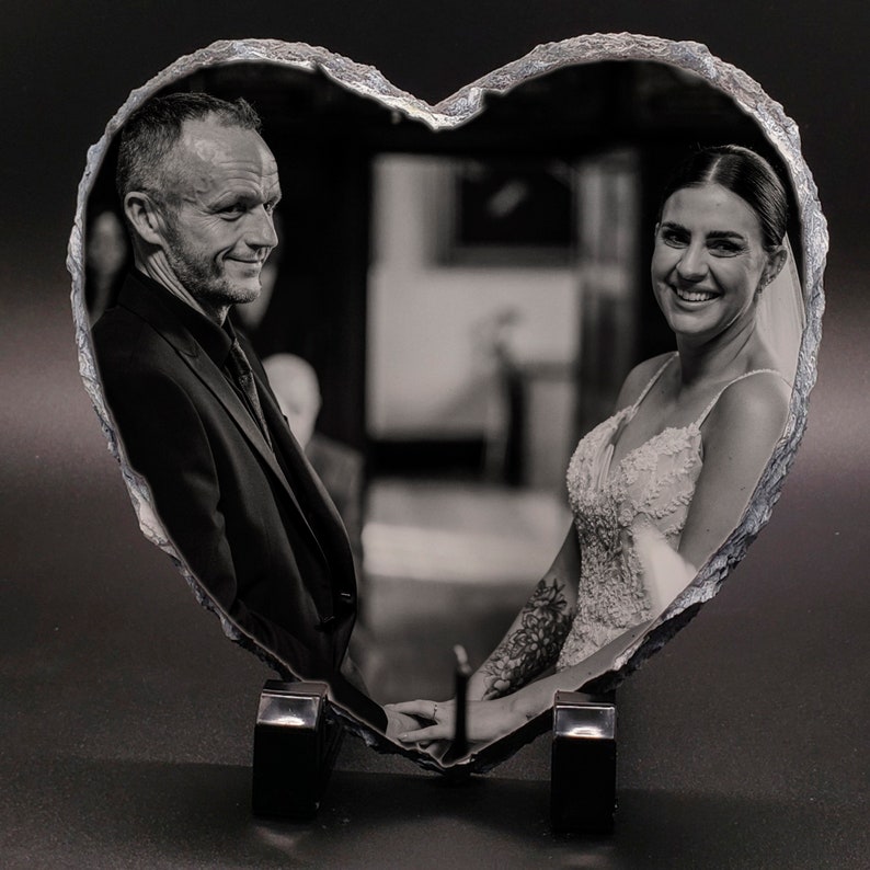 Custom Heart Shaped Photo Slate : Personalised Gift for Valentines, Weddings, Anniversaries