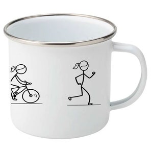 Swim bike run cute girl triathlin mug design