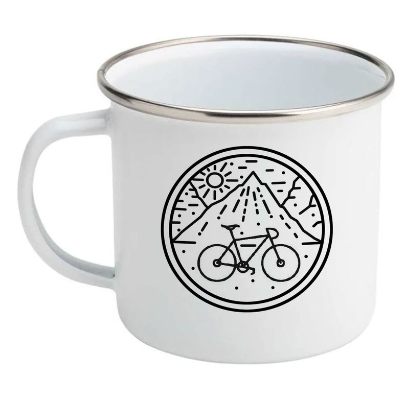 Personalised Enamel Cycling Mug - Cycling Gift, Triathlon Gift, Enamel Coffee Mug
