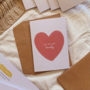 You Are Just Lovely A6 Cards | Valentine&#39;s Cards | Birthday Cards | Greeting Card | Blank Card | Minimal Design | Cute Card | Gouache Paint