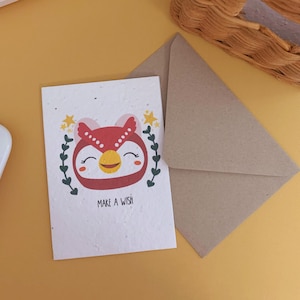 Animal Crossing New Horizons / Celeste pide un deseo / Tarjeta con semillas para plantar de flores silvestres / Regalo de jardín / Cumpleaños / Tarjeta ilustrada / Tarjeta en blanco