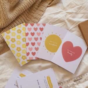 Lovely A6 Card Bundle | Set of 4 | Valentine&#39;s Cards | Birthday Cards | Greeting Cards | Blank Cards | Minimal Design | Cute Cards | Gifts