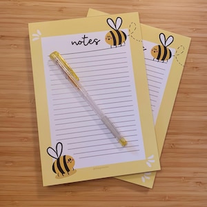 Notatnik Nancy's Notes A5 | Słodki żółty notatnik w kształcie pszczoły | Notatnik do odrywania | Podkładka do planowania | Podkładka na biurko WFH | Podkładka do produktywności | Powrót do szkoły