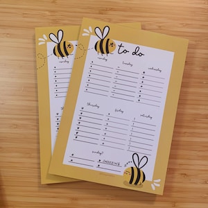 Lola&#39;s To-Do A5 Notepad | Cute Bee Yellow Deskpad | Tear Off Notepad | Planner Pad | WFH Desk Pad | Productivity Pad | Back to School