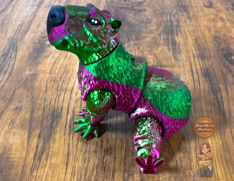 Flexi Carpincho, Mascota de escritorio, articulado, juguete, impresión 3D, personalizado, monocromo, personalizable, lindo carpincho, TikTok, meme, juguete imagen 3