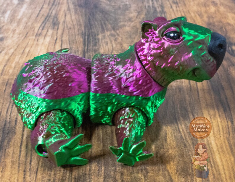 Flexi Carpincho, Mascota de escritorio, articulado, juguete, impresión 3D, personalizado, monocromo, personalizable, lindo carpincho, TikTok, meme, juguete imagen 2