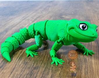 Flexi luipaardgekko, bureauhuisdier, gearticuleerd, speelgoed, 3D-print, monochroom, aanpasbaar, schattige gekko, nephuisdier, hagedis