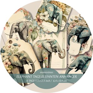 Etiquetas de elefante vintage, etiquetas de diário para primavera, inserções imprimíveis e coisas efêmeras, elefante, etiquetas de presente, lixo, diário, scrapbooking, suprimentos