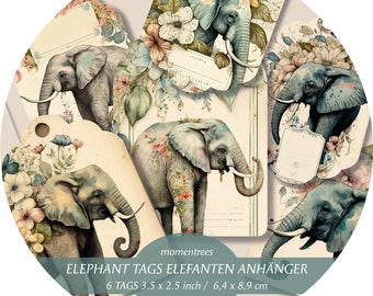 elephant tags digital gift tags