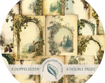 French castles junk journal craft template vineyards winery castle garden Saint-Émilion Palace of Versailles Château Gaillard