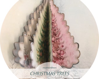 3D Christmas Trees Junk Journal Insert: Vintage Ephemera (Digital Download)