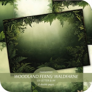 Arbres de fougères forestières papiers numériques pour télécharger kit de journal vintage scrapbooking kits de journaux éphémères et fournitures de papier scrapbook
