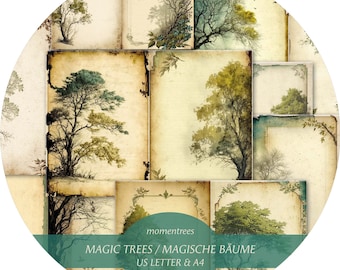 Magic Trees Digital Paper: Vintage Journal Kit (A4/US Letter)