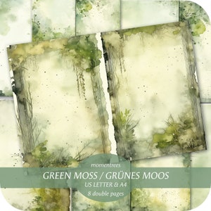 Basic Green Forest Moss aquarel digitaal papier Junk Journal, Journal Paper Achtergrond, Digital Kit Printable, Junk Journal Paper