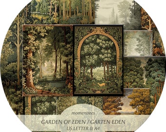 Garden of Eden Digital Paper: Vintage Forest Junk Journal (A4/US Letter)