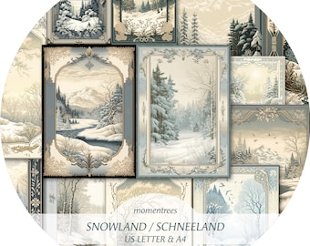 Schneeland Wunderland Magische Bäume digitale Papiere Download Vintage Junk Journal Kit scrapbooking Ephemera Scrapbook Papier Zubehör Wald