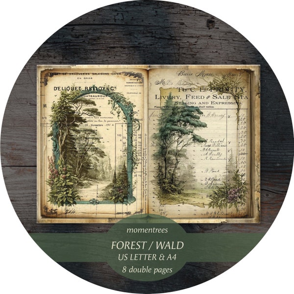 magical forest journal kit vintage digital to download ephemera and accessories scrapbooking french park castle fairy tale