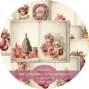 Papiers numériques de Noël roses télécharger kit de journal vintage scrapbooking kits de journal éphémère et accessoires scrapbook
