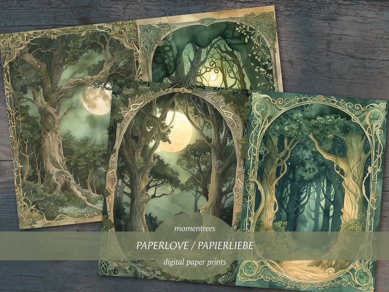 forêt verte mystérieuse arbres magiques papiers numériques télécharger journal kit scrapbooking kits de journal éphémère et accessoires scrapbook image 3