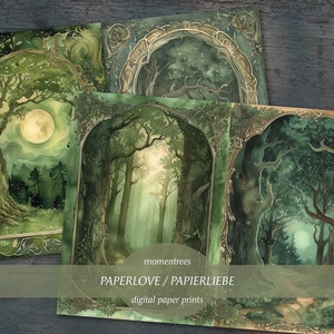 forêt verte mystérieuse arbres magiques papiers numériques télécharger journal kit scrapbooking kits de journal éphémère et accessoires scrapbook image 4