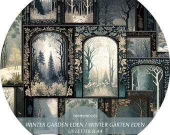 Winter Garden Digital Paper: Eden Forest Scrapbook Kit (Digital Download)