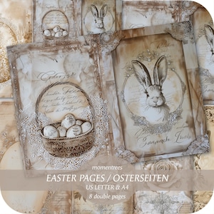 Joyeuses Pâques, lapin de Pâques, agneau, oeufs de Pâques, papiers numériques à télécharger, kit de journal vintage, scrapbooking, éphémères et accessoires de scrapbooking