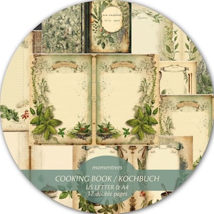 Libro di cucina carte digitali da scaricare kit di cancelleria vintage diario scrapbooking kit diario Ephemera sfondo