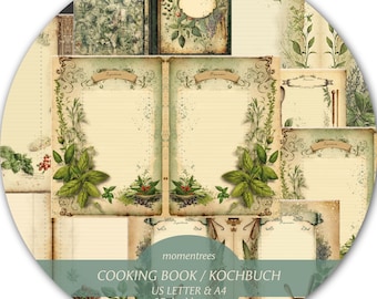 Vintage Cooking Book Digital Paper: Journal Kit Ephemera (A4/US Letter) (Digital Download)
