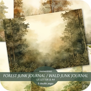 Woodland Junk Journal, Ephemera, Árbol genealógico, Scrapbooking, Papel, Kit, Cuento de hadas, Descarga digital, Jardín del Edén, Árbol genealógico