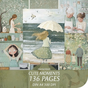 CUTE MOMENTS-papier, salie-familiedagboek, vintage schattige pagina's voor journaling
