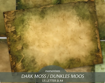 Dark Forest Moss Digital Paper: Junk Journal Kit (A4 & US Letter)
