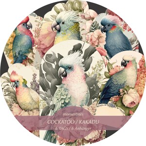 Kaketoe hanger tags journaling tags lente afdrukbare inserts en ephemera gift ongewenste dagboek scrapbooking benodigdheden fairy stickers vogels
