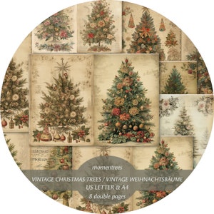 Vintage kerstbomen digitale documenten downloaden vintage dagboek kit scrapbooking kortstondige dagboek kits en accessoires plakboek