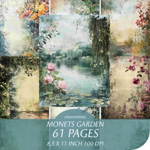 GIARDINO DI MONETS, sfondo carta digitale con fiori in uno splendido giardino romantico