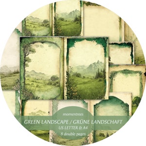 Papiers numériques de paysage vert pour télécharger le kit de journal vintage scrapbooking kits de journaux éphémères et fournitures de papier scrapbook