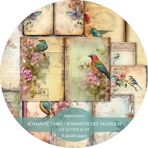 Scrapbooking, Journal romantique papiers vintage numériques pages de livres anciens scrapbooking kits de journal éphémère page de fond