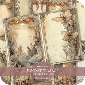 FANTASY Junk Journal, éphémères surréalistes, magie, scrapbooking, papier, kit, fée, téléchargement numérique, jardin d'Eden, enfer
