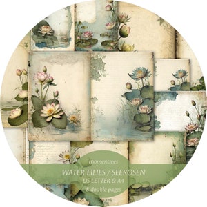 nénuphars mystérieux papiers numériques télécharger kit de journal vintage scrapbooking kits de journal éphémère et fournitures de papier scrapbook