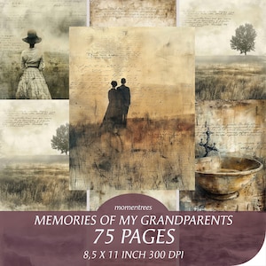 Scrapbooking, Mis abuelos, viejo álbum familiar, recuerdos, casa de los abuelos, árbol genealógico nostálgico, diario basura, digital