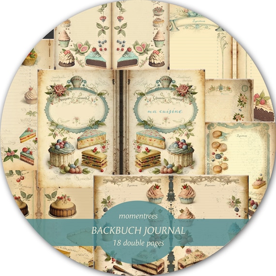 Vintage Baking Recipe Book Template: DIY Journal Pages (A4 JPG Download)