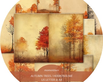 Herbst Bäume Junk Journal Kit: Herbst Wald Seiten (Digital Collage Sheet)