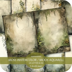 Carta digitale base muschio forestale per diari spazzatura, carta per diario con sfondo muschio forestale, kit digitale stampabile, carta per diario spazzatura