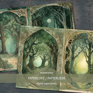 forêt verte mystérieuse arbres magiques papiers numériques télécharger journal kit scrapbooking kits de journal éphémère et accessoires scrapbook image 5